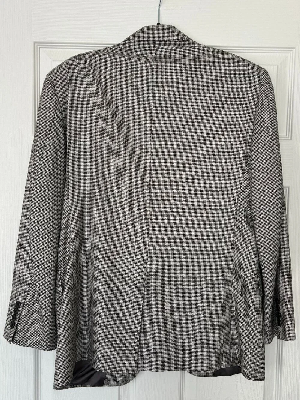Brooks Brothers 38S Sport Coat Blazer Silk Wool Houndstooth Blue Thread Made Can